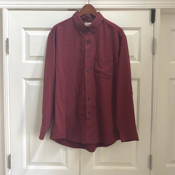 L.L. Bean Other - LL Bean Wicked Good Flannel Shirt Men L Red Houndstooth Button Up Cotton Rugged